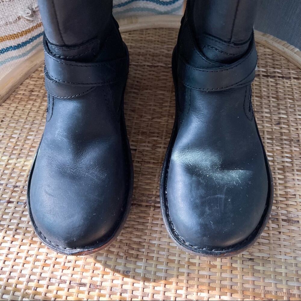 UGG Rosen Black Shearling Lined Tall Leather Winter Boots Women’s 6 - Picture 8 of 11